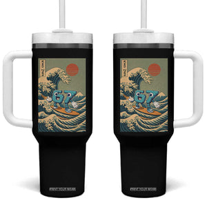 67 Surfing Japanese Tumbler With Handle Funny Great Wave Off Kanagawa Six Seven Brainrot Meme TS10 One Size: 40 oz Black Print Your Wear