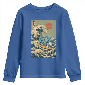 67 Surfing Japanese Youth Sweatshirt Funny Great Wave Off Kanagawa Six Seven Brainrot Meme TS10 Royal Blue Print Your Wear