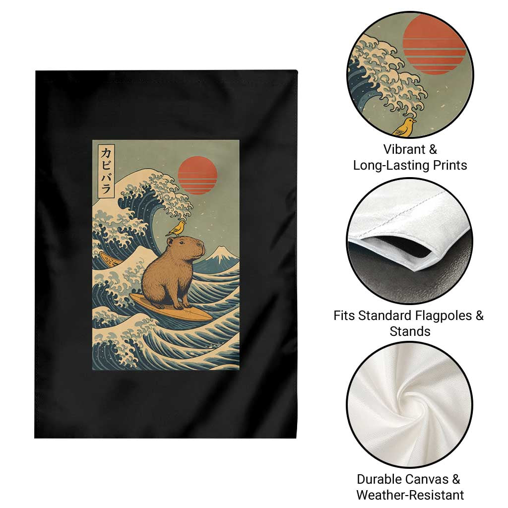 Capybara Surfing Japanese Garden Flag Vintage Great Wave Off Kanagawa Anime Kawaii TS10 Print Your Wear
