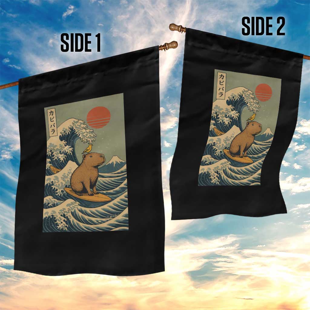 Capybara Surfing Japanese Garden Flag Vintage Great Wave Off Kanagawa Anime Kawaii TS10 Print Your Wear