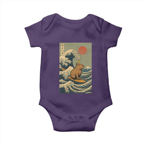 Capybara Surfing Japanese Baby Onesie Vintage Great Wave Off Kanagawa Anime Kawaii TS10 Purple Print Your Wear
