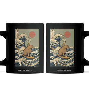 Capybara Surfing Japanese Coffee Mug Vintage Great Wave Off Kanagawa Anime Kawaii TS10 Black Print Your Wear