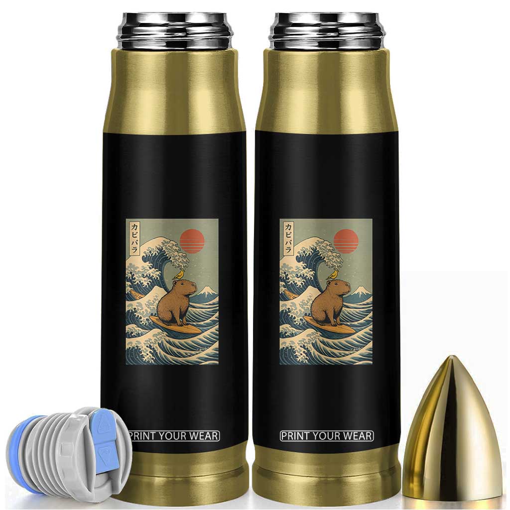 Capybara Surfing Japanese Bullet Tumbler Vintage Great Wave Off Kanagawa Anime Kawaii TS10 Black Print Your Wear