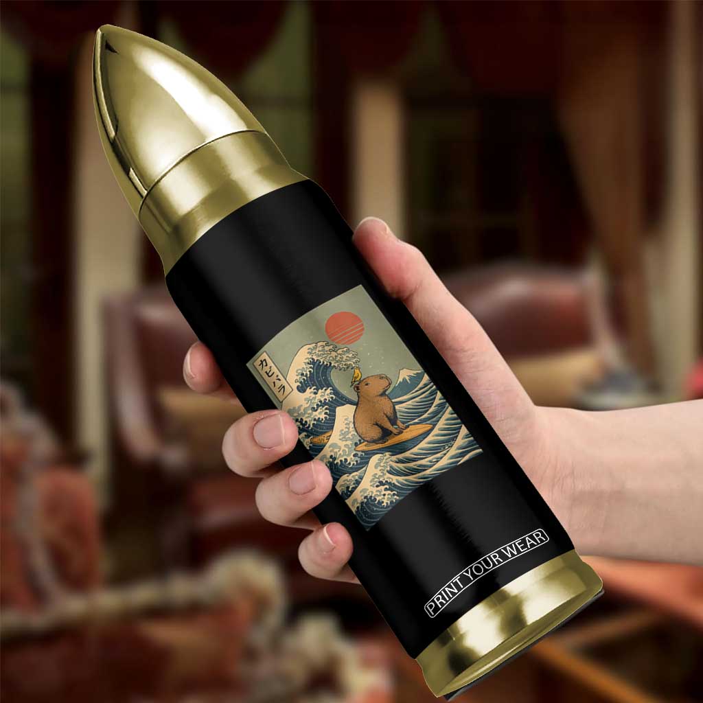 Capybara Surfing Japanese Bullet Tumbler Vintage Great Wave Off Kanagawa Anime Kawaii TS10 Print Your Wear