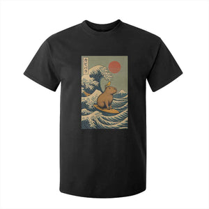 Capybara Surfing Japanese T Shirt For Kid Vintage Great Wave Off Kanagawa Anime Kawaii TS10 Black Print Your Wear
