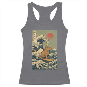 Capybara Surfing Japanese Racerback Tank Top Vintage Great Wave Off Kanagawa Anime Kawaii TS10 Charcoal Print Your Wear