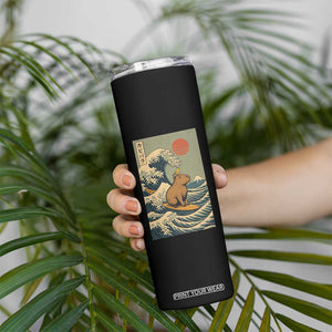 Capybara Surfing Japanese Skinny Tumbler Vintage Great Wave Off Kanagawa Anime Kawaii TS10 Print Your Wear