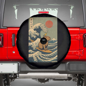 Capybara Surfing Japanese Spare Tire Cover Vintage Great Wave Off Kanagawa Anime Kawaii TS10 Black Print Your Wear