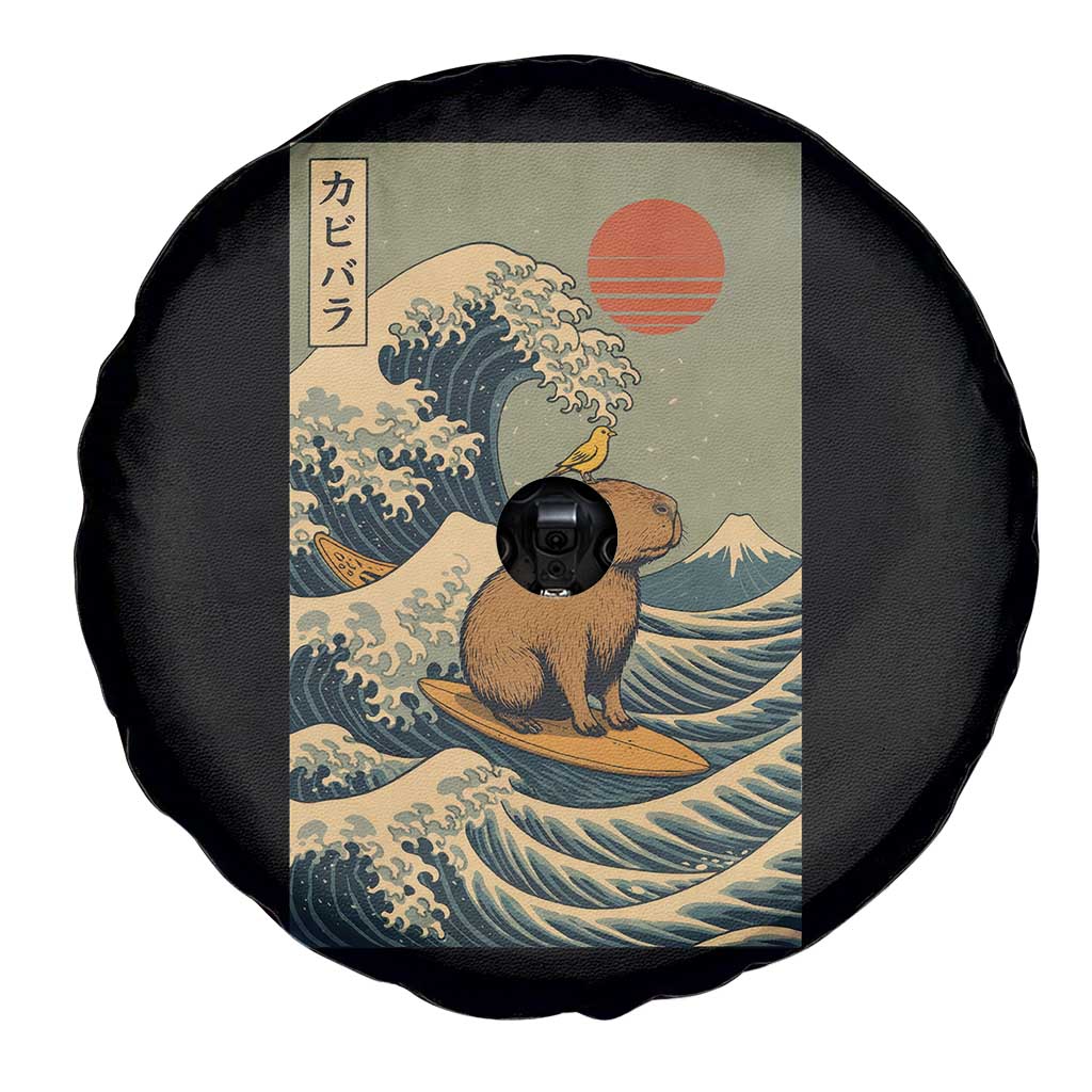 Capybara Surfing Japanese Spare Tire Cover Vintage Great Wave Off Kanagawa Anime Kawaii TS10 Print Your Wear