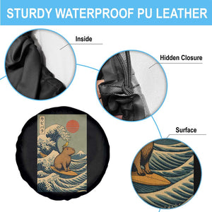 Capybara Surfing Japanese Spare Tire Cover Vintage Great Wave Off Kanagawa Anime Kawaii TS10 Print Your Wear