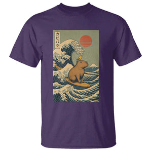 Capybara Surfing Japanese T Shirt Vintage Great Wave Off Kanagawa Anime Kawaii TS10 Purple Print Your Wear