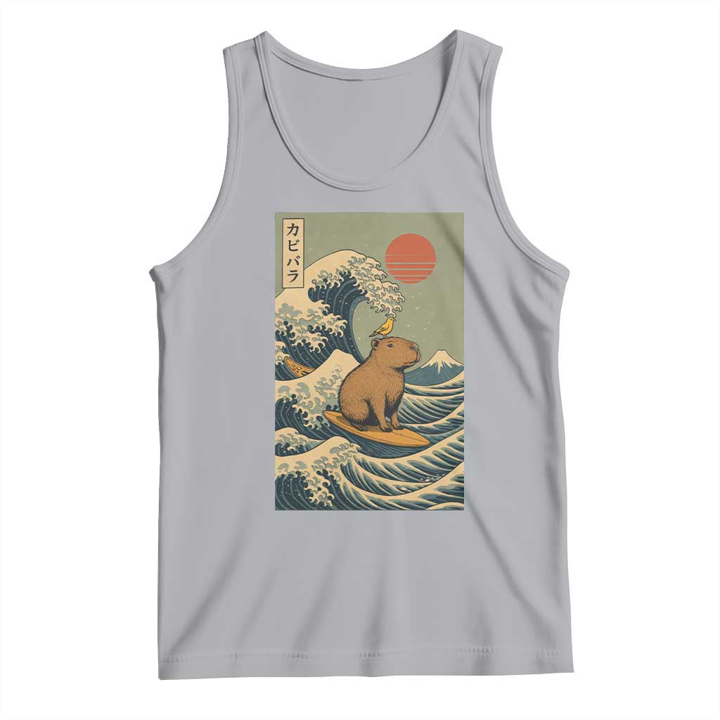 Capybara Surfing Japanese Tank Top Vintage Great Wave Off Kanagawa Anime Kawaii TS10 Athletic Heather Print Your Wear
