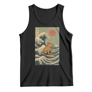 Capybara Surfing Japanese Tank Top Vintage Great Wave Off Kanagawa Anime Kawaii TS10 Black Print Your Wear