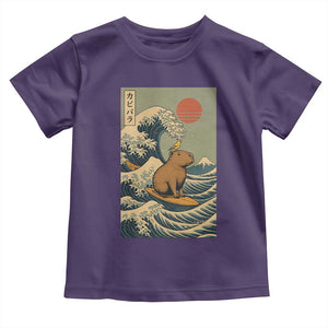 Capybara Surfing Japanese Toddler T Shirt Vintage Great Wave Off Kanagawa Anime Kawaii TS10 Purple Print Your Wear