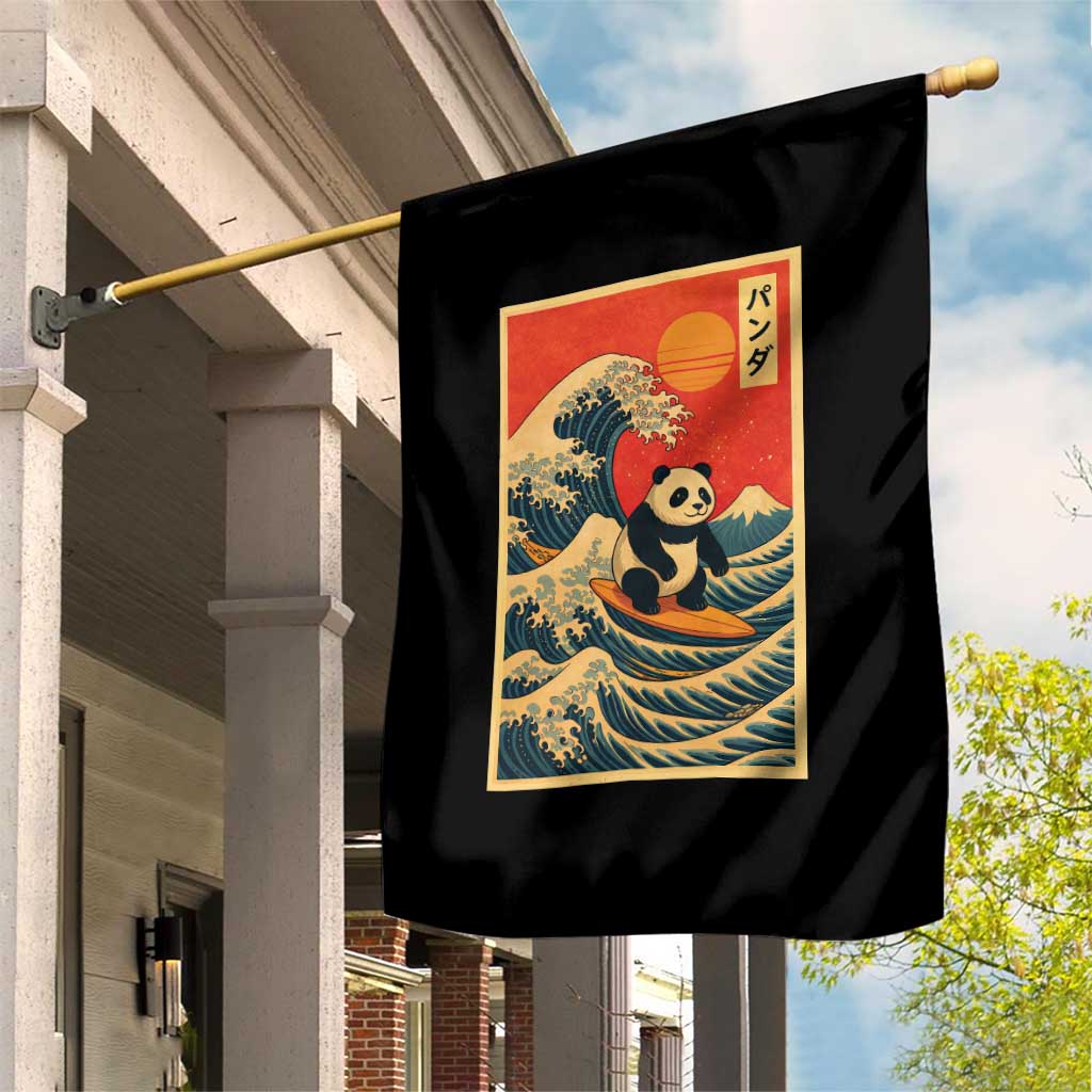 Panda Surfing Japanese Garden Flag Vintage Great Wave Off Kanagawa Anime Kawaii TS10 Print Your Wear