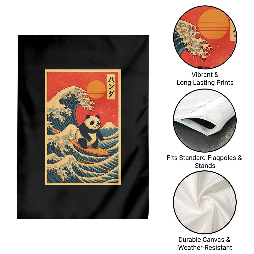 Panda Surfing Japanese Garden Flag Vintage Great Wave Off Kanagawa Anime Kawaii TS10 Print Your Wear