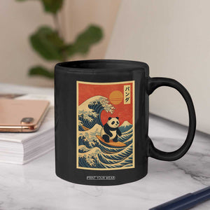 Panda Surfing Japanese Coffee Mug Vintage Great Wave Off Kanagawa Anime Kawaii TS10 Print Your Wear