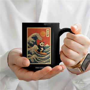 Panda Surfing Japanese Coffee Mug Vintage Great Wave Off Kanagawa Anime Kawaii TS10 Print Your Wear