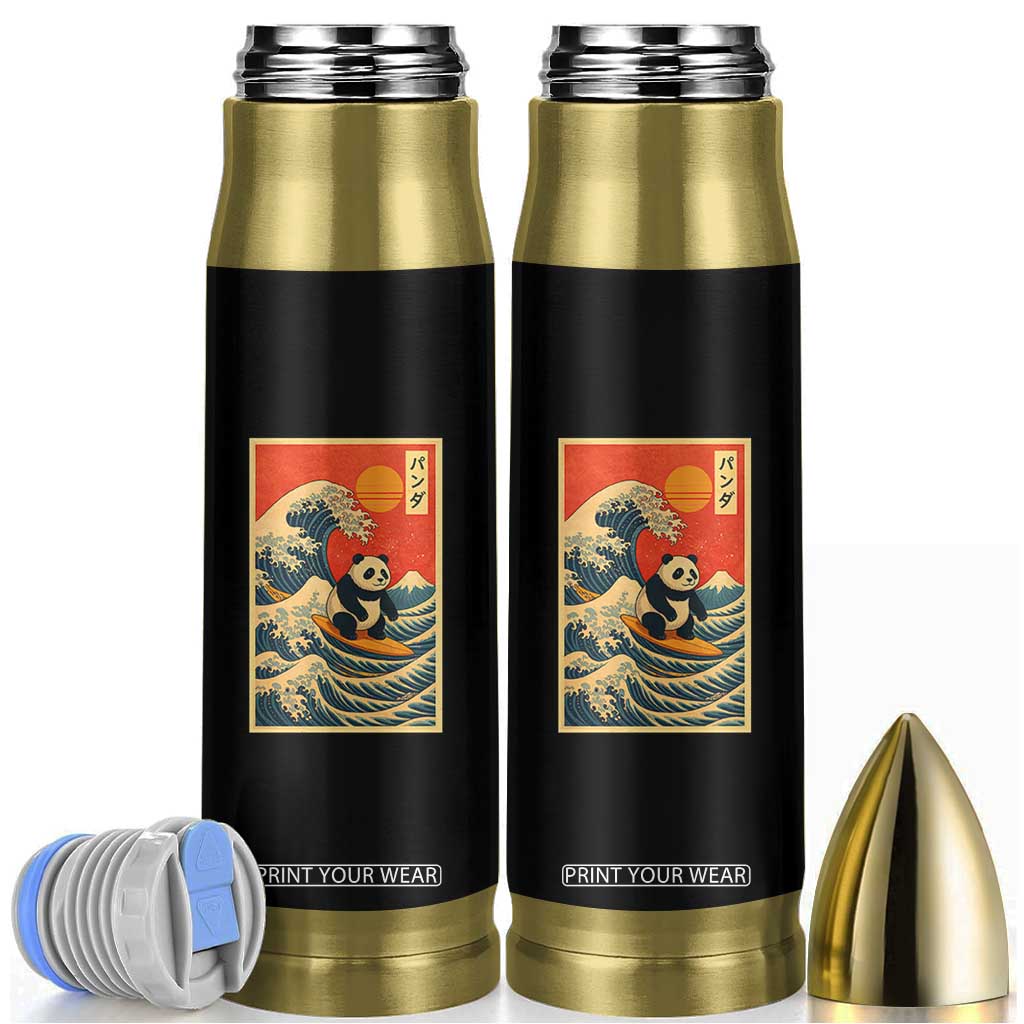 Panda Surfing Japanese Bullet Tumbler Vintage Great Wave Off Kanagawa Anime Kawaii TS10 Black Print Your Wear