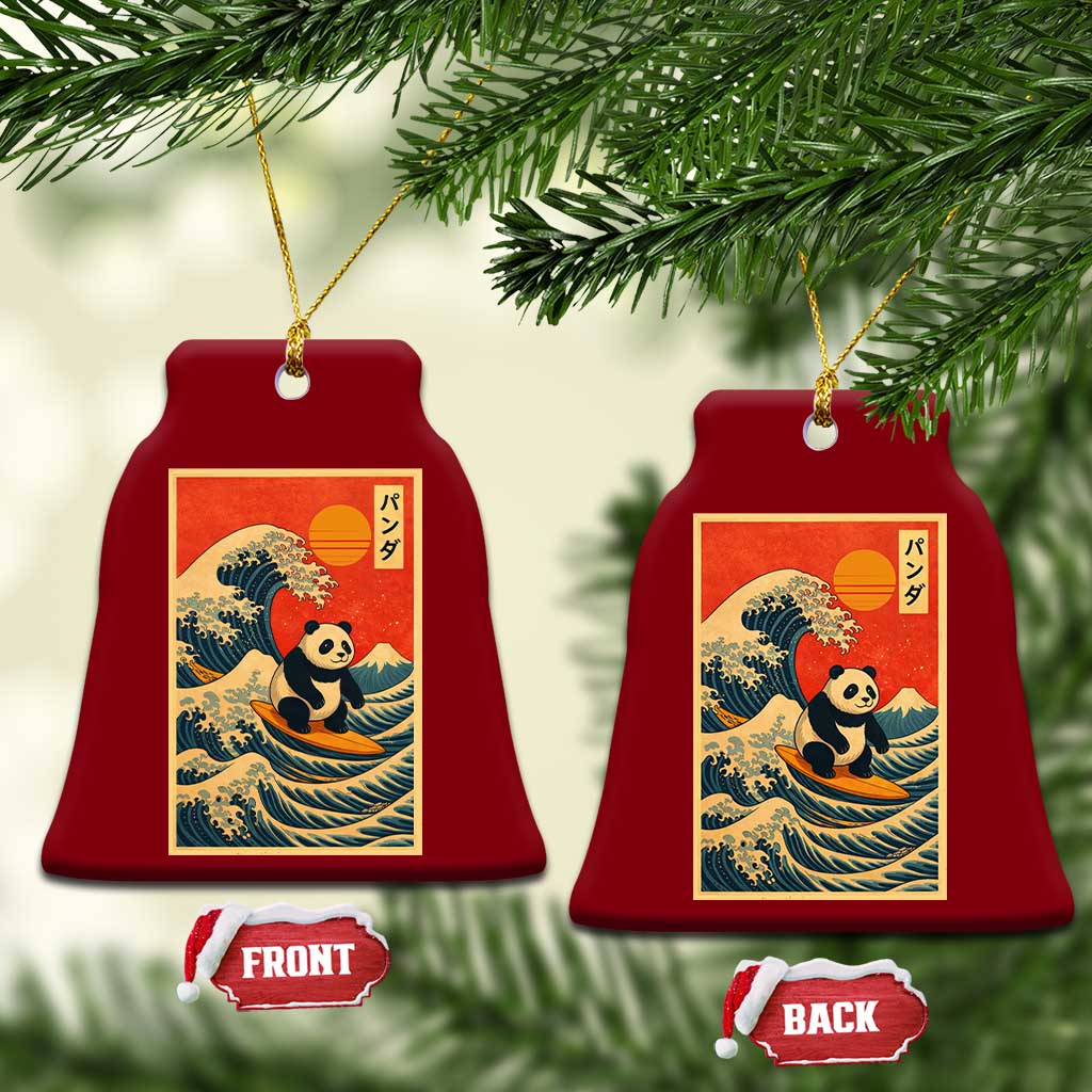 Panda Surfing Japanese Ceramic Ornament Vintage Great Wave Off Kanagawa Anime Kawaii TS10 Print Your Wear