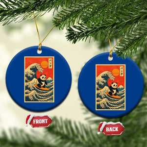 Panda Surfing Japanese Ceramic Ornament Vintage Great Wave Off Kanagawa Anime Kawaii TS10 1pc Blue Print Your Wear