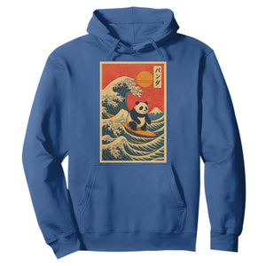 Panda Surfing Japanese Hoodie Vintage Great Wave Off Kanagawa Anime Kawaii TS10 Royal Blue Print Your Wear