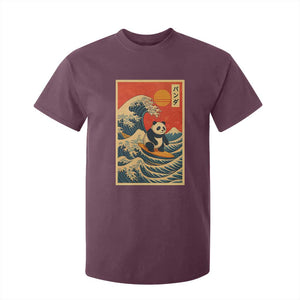 Panda Surfing Japanese T Shirt For Kid Vintage Great Wave Off Kanagawa Anime Kawaii TS10 Maroon Print Your Wear
