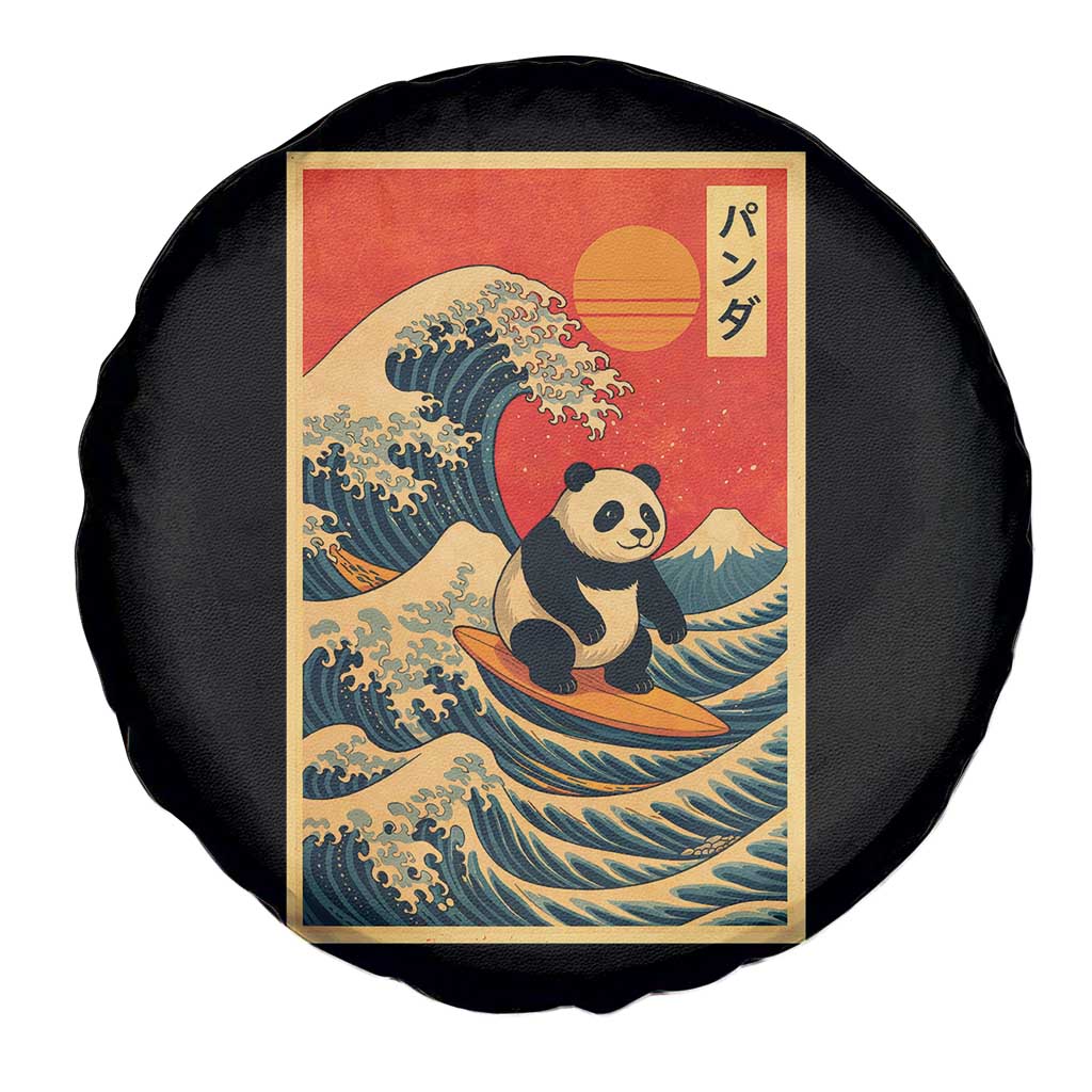 Panda Surfing Japanese Spare Tire Cover Vintage Great Wave Off Kanagawa Anime Kawaii TS10 Print Your Wear