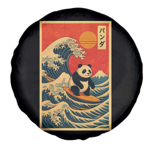 Panda Surfing Japanese Spare Tire Cover Vintage Great Wave Off Kanagawa Anime Kawaii TS10 Print Your Wear
