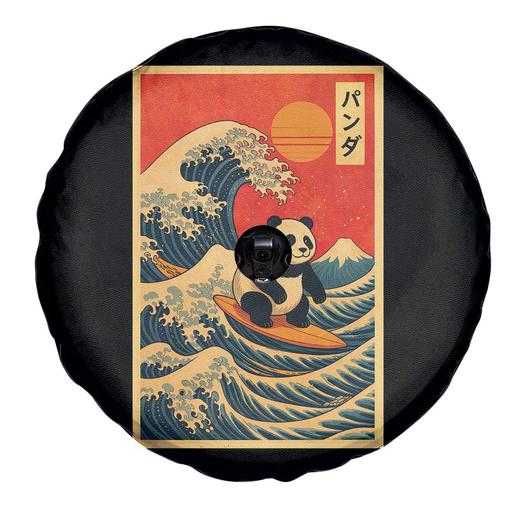 Panda Surfing Japanese Spare Tire Cover Vintage Great Wave Off Kanagawa Anime Kawaii TS10 Print Your Wear