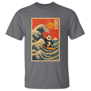 Panda Surfing Japanese T Shirt Vintage Great Wave Off Kanagawa Anime Kawaii TS10 Charcoal Print Your Wear