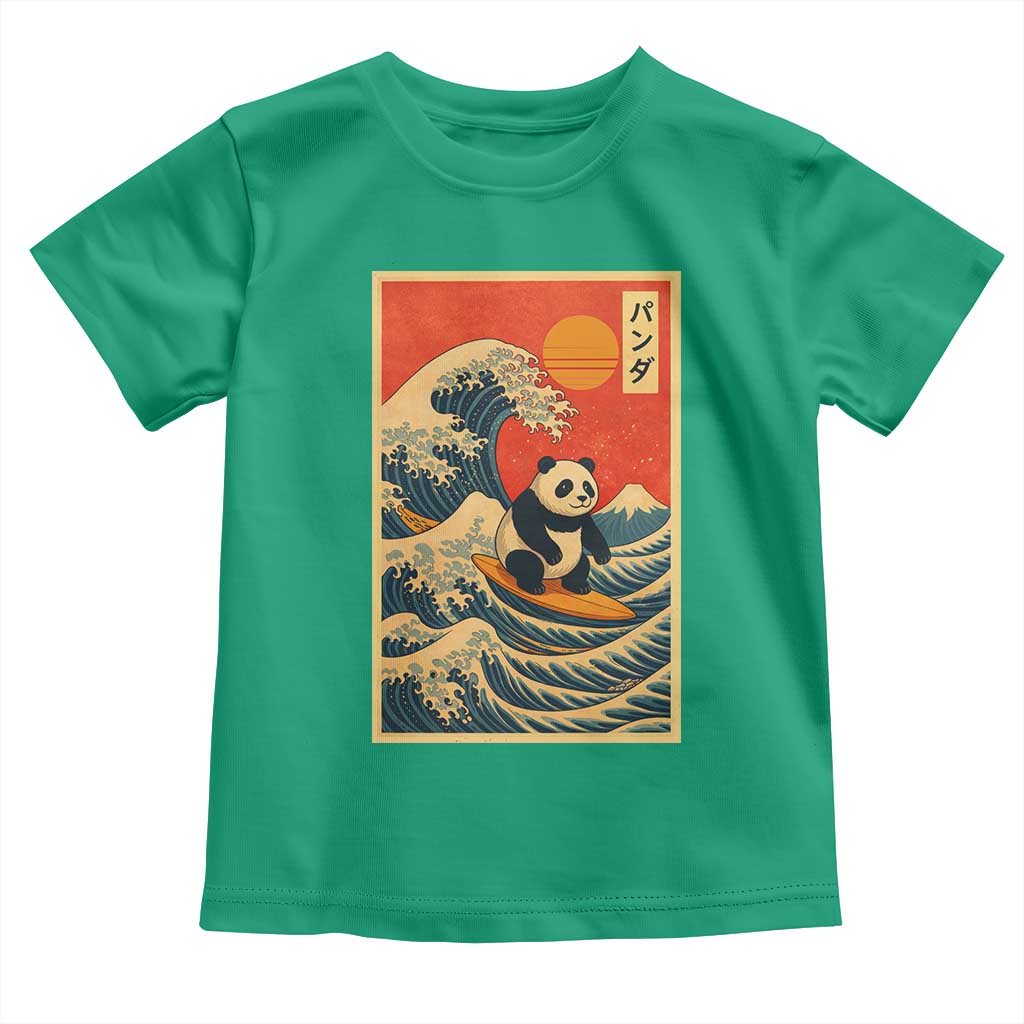 Panda Surfing Japanese Toddler T Shirt Vintage Great Wave Off Kanagawa Anime Kawaii TS10 Irish Green Print Your Wear