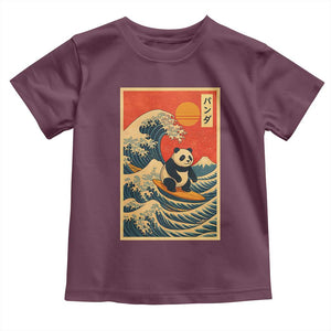 Panda Surfing Japanese Toddler T Shirt Vintage Great Wave Off Kanagawa Anime Kawaii TS10 Maroon Print Your Wear