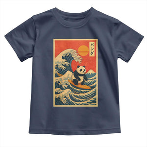 Panda Surfing Japanese Toddler T Shirt Vintage Great Wave Off Kanagawa Anime Kawaii TS10 Navy Print Your Wear