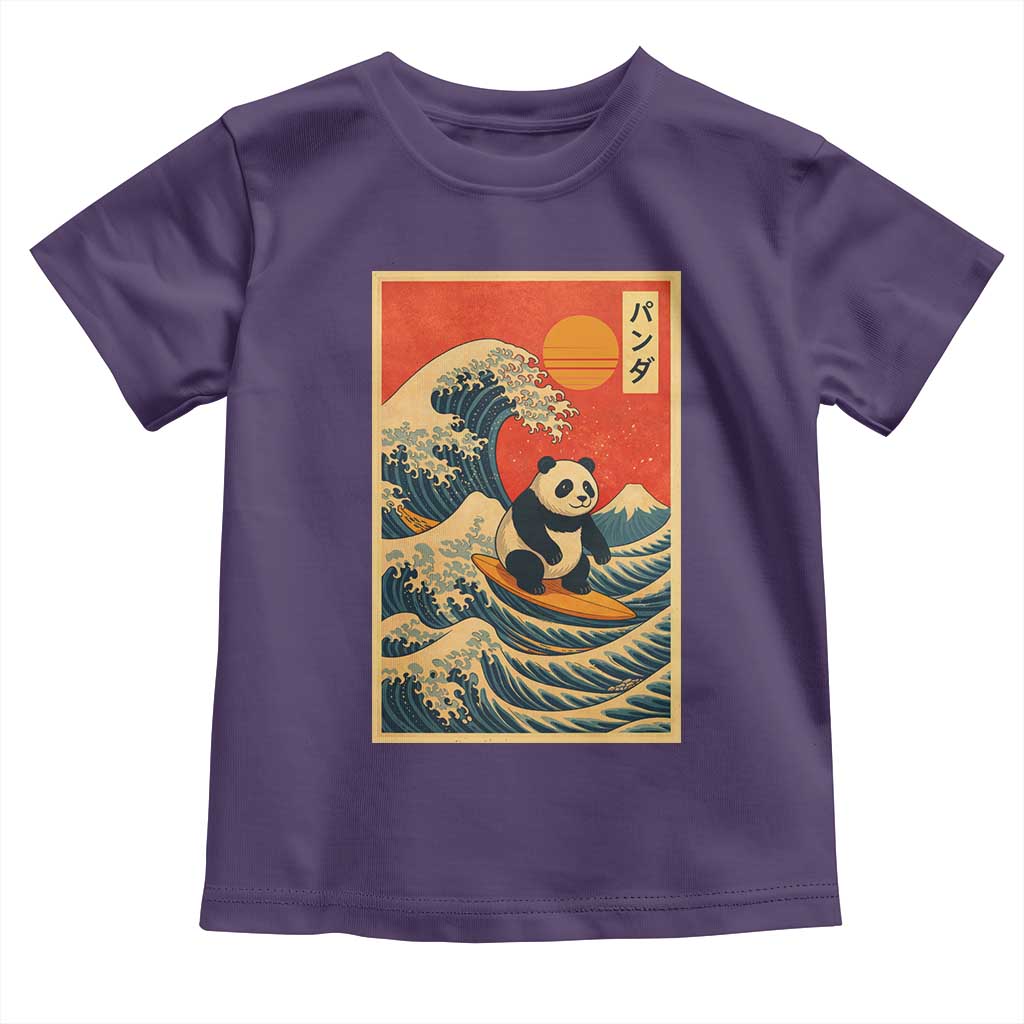 Panda Surfing Japanese Toddler T Shirt Vintage Great Wave Off Kanagawa Anime Kawaii TS10 Purple Print Your Wear