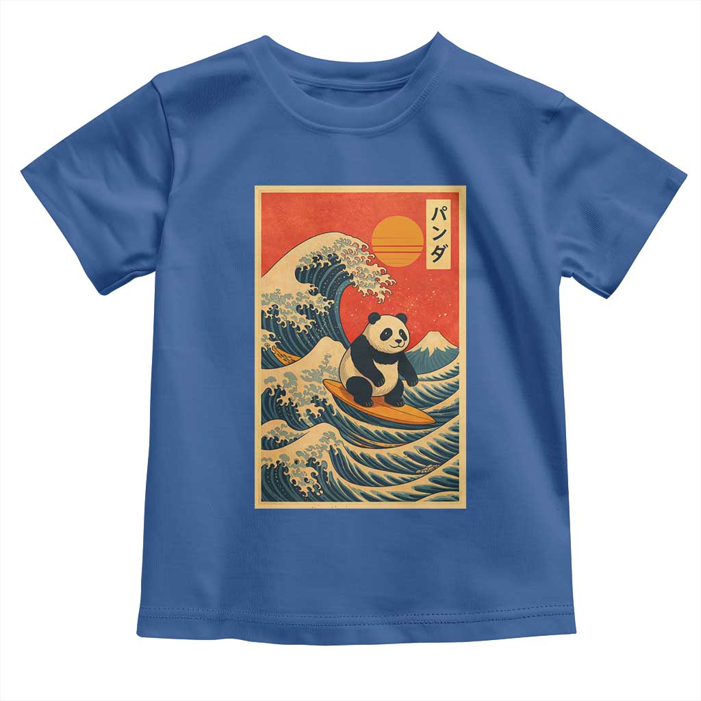 Panda Surfing Japanese Toddler T Shirt Vintage Great Wave Off Kanagawa Anime Kawaii TS10 Royal Blue Print Your Wear