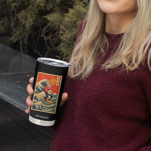 Panda Surfing Japanese Tumbler Cup Vintage Great Wave Off Kanagawa Anime Kawaii TS10 Print Your Wear