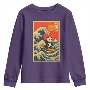 Panda Surfing Japanese Youth Sweatshirt Vintage Great Wave Off Kanagawa Anime Kawaii TS10 Purple Print Your Wear