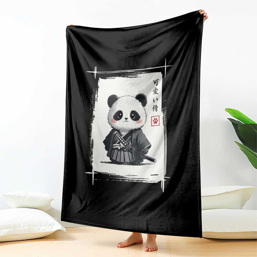 Kawaii Anime Samurai Panda Throw Blanket Vintage Sumi-e Japanese Art Funny Panda Lovers TS10 Print Your Wear