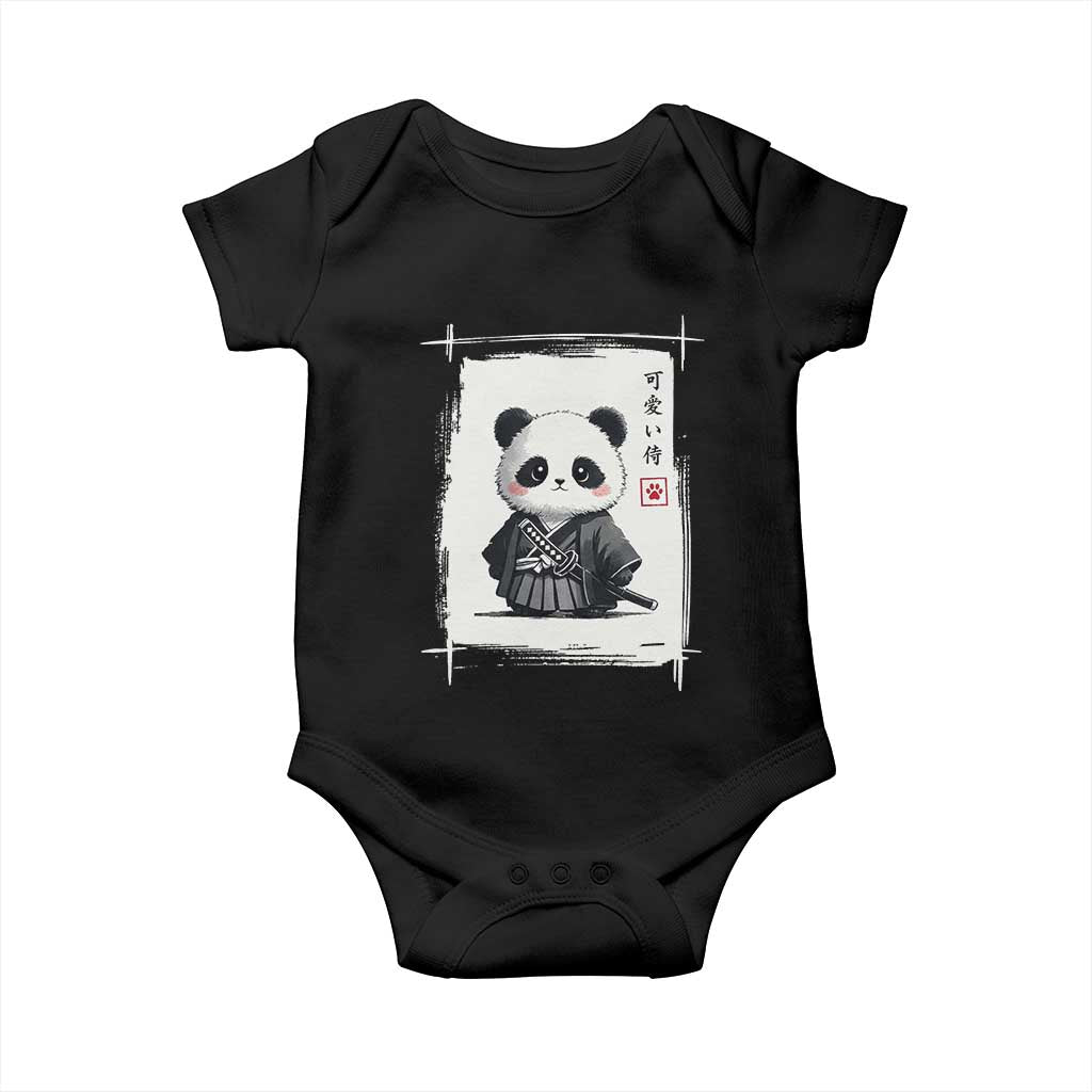Kawaii Anime Samurai Panda Baby Onesie Vintage Sumi-e Japanese Art Funny Panda Lovers TS10 Black Print Your Wear
