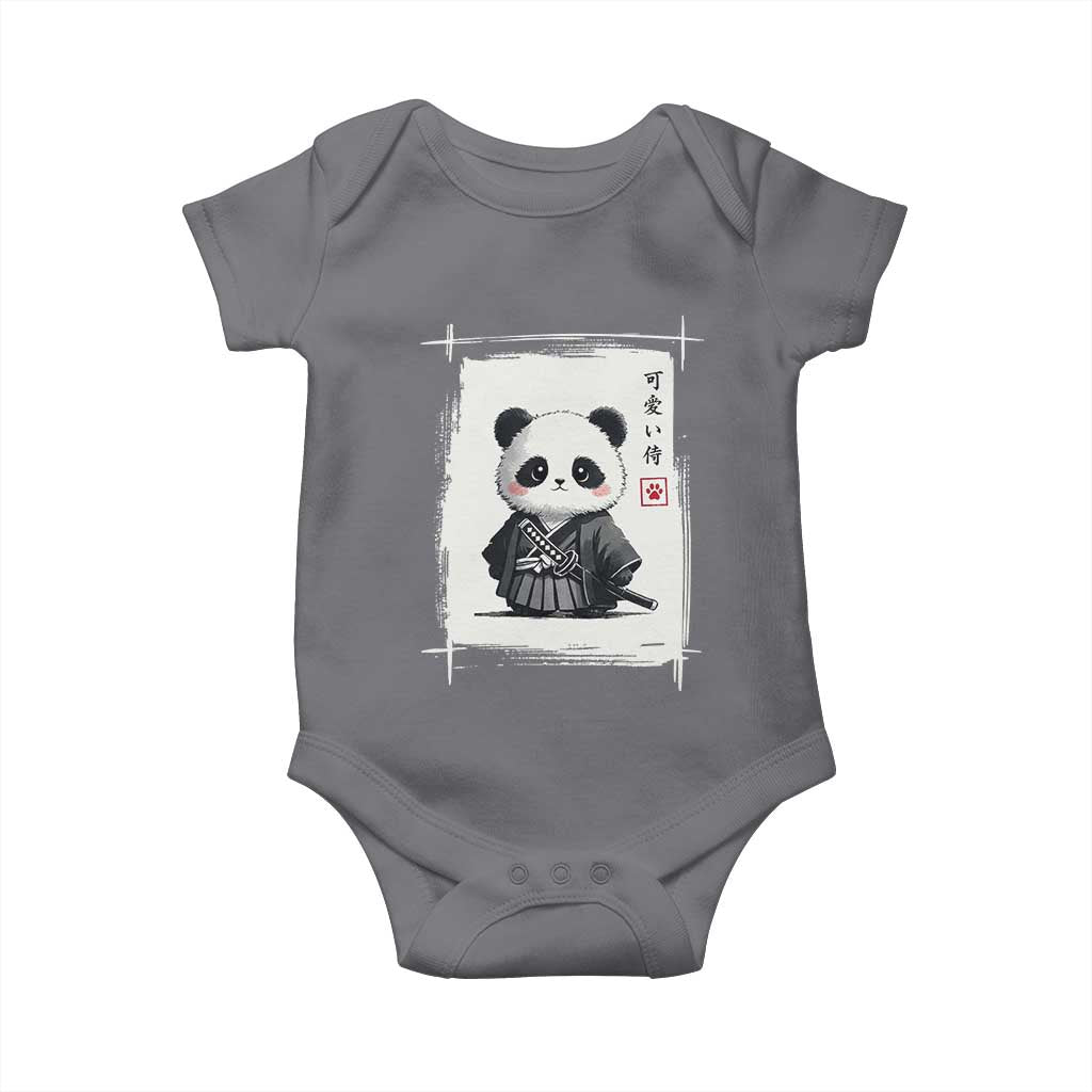 Kawaii Anime Samurai Panda Baby Onesie Vintage Sumi-e Japanese Art Funny Panda Lovers TS10 Charcoal Print Your Wear