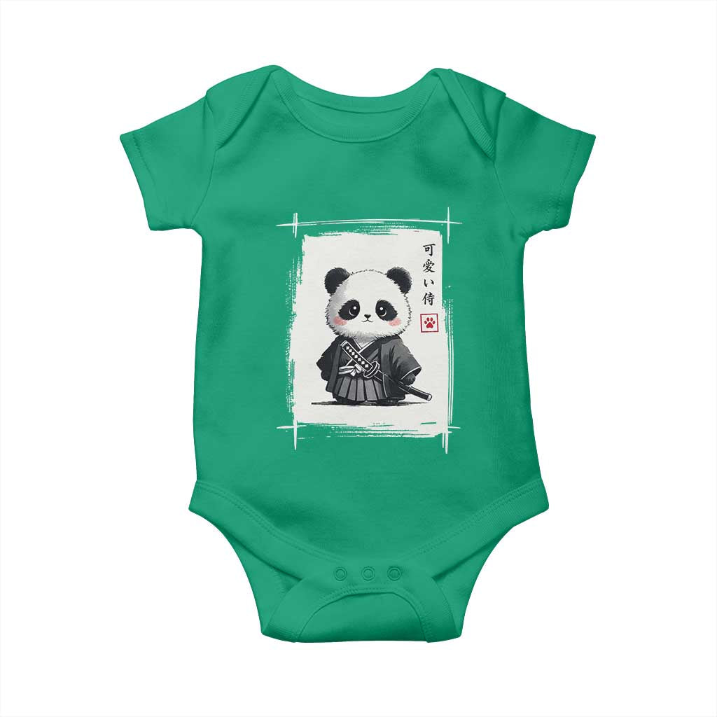 Kawaii Anime Samurai Panda Baby Onesie Vintage Sumi-e Japanese Art Funny Panda Lovers TS10 Irish Green Print Your Wear