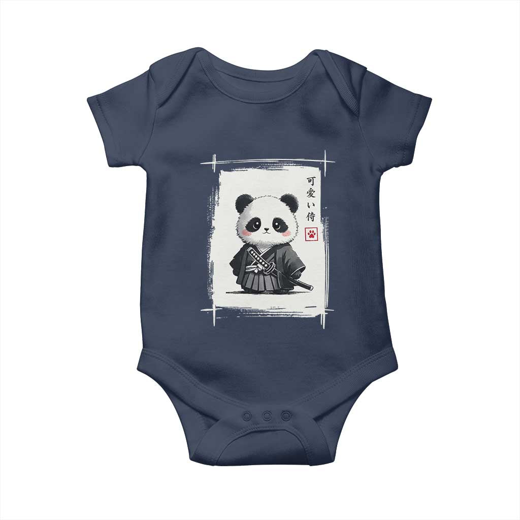 Kawaii Anime Samurai Panda Baby Onesie Vintage Sumi-e Japanese Art Funny Panda Lovers TS10 Navy Print Your Wear