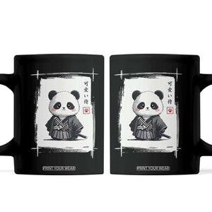 Kawaii Anime Samurai Panda Coffee Mug Vintage Sumi-e Japanese Art Funny Panda Lovers TS10 Black Print Your Wear