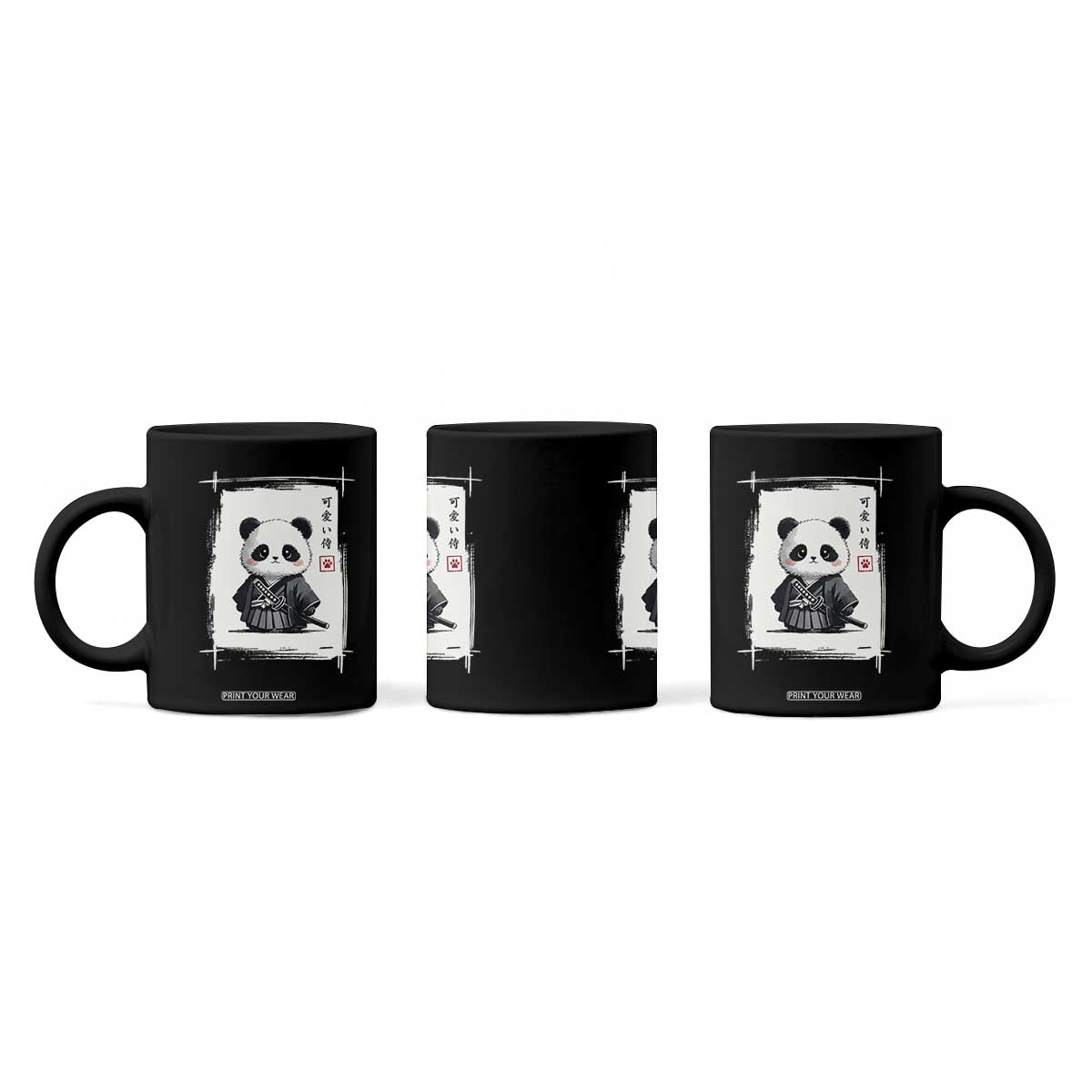 Kawaii Anime Samurai Panda Coffee Mug Vintage Sumi-e Japanese Art Funny Panda Lovers TS10 Print Your Wear