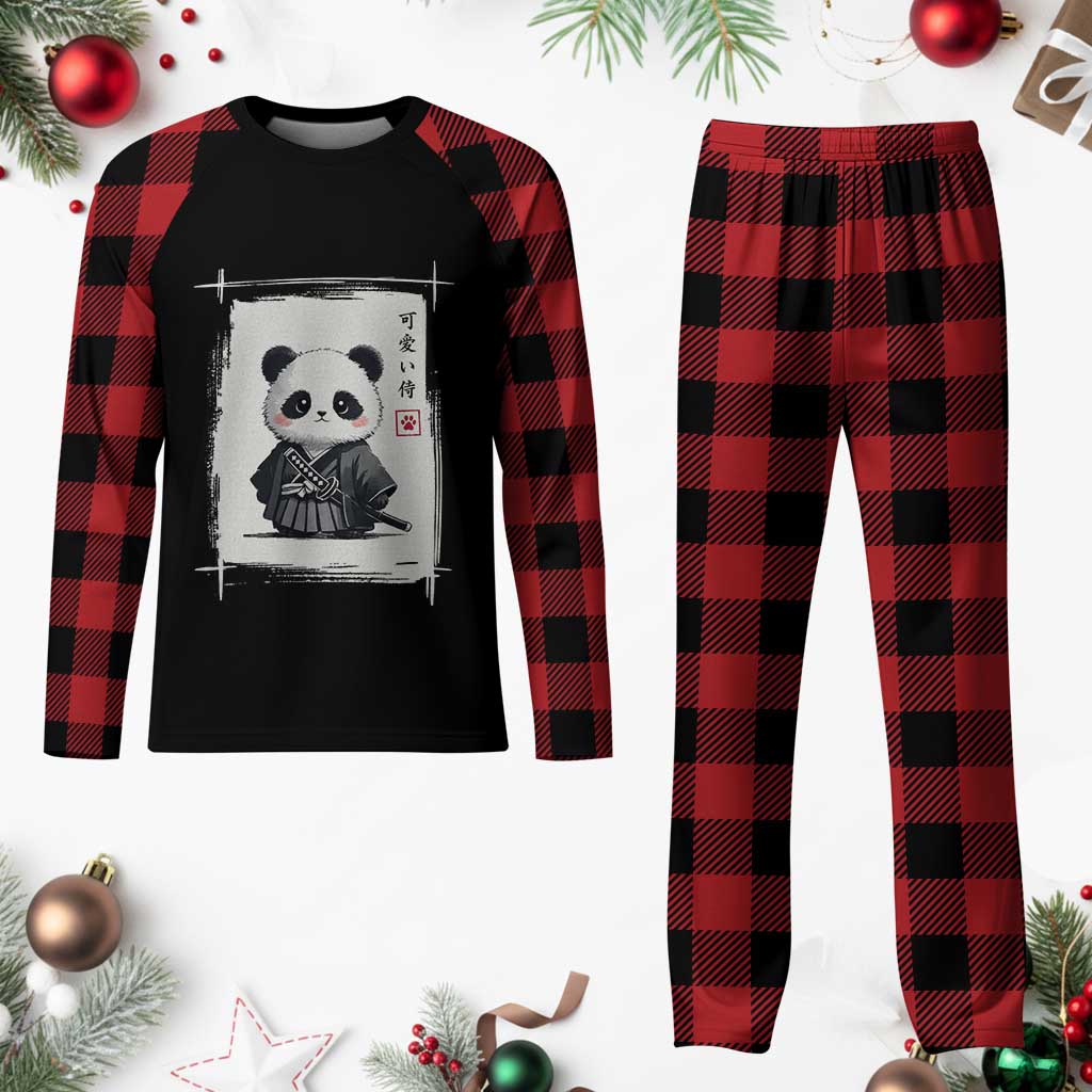 Kawaii Anime Samurai Panda Plaid Pajama Set Vintage Sumi-e Japanese Art Funny Panda Lovers TS10 Buffalo Plaid Print Your Wear