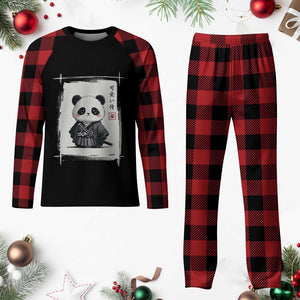 Kawaii Anime Samurai Panda Plaid Pajama Set Vintage Sumi-e Japanese Art Funny Panda Lovers TS10 Buffalo Plaid Print Your Wear