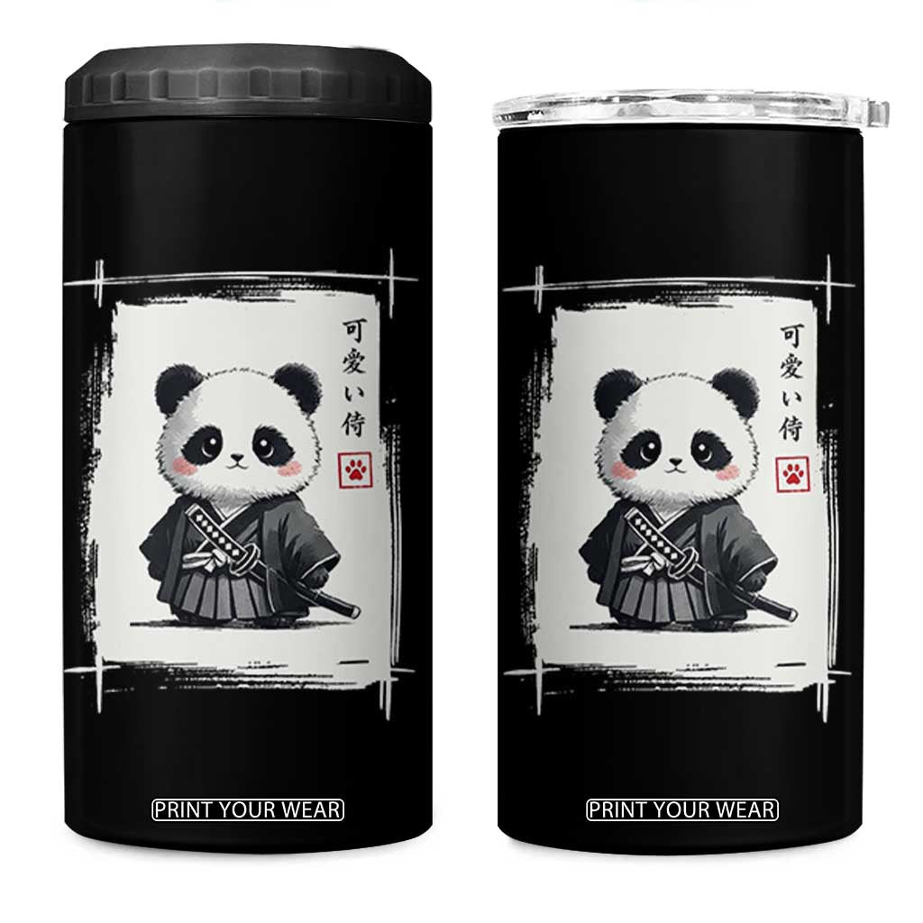 Kawaii Anime Samurai Panda 4 in 1 Can Cooler Tumbler Vintage Sumi-e Japanese Art Funny Panda Lovers TS10 One Size: 16 oz Black Print Your Wear