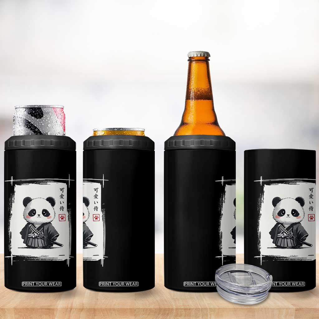 Kawaii Anime Samurai Panda 4 in 1 Can Cooler Tumbler Vintage Sumi-e Japanese Art Funny Panda Lovers TS10 Print Your Wear
