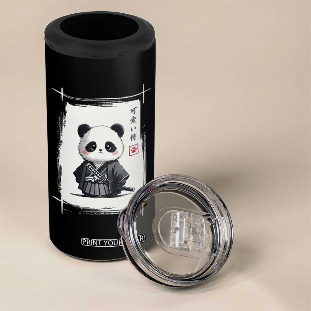 Kawaii Anime Samurai Panda 4 in 1 Can Cooler Tumbler Vintage Sumi-e Japanese Art Funny Panda Lovers TS10 Print Your Wear